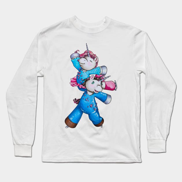 Unicorn Ice Skaters Long Sleeve T-Shirt by Thedustyphoenix